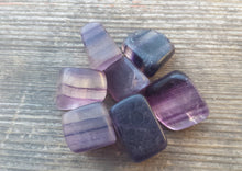 Load image into Gallery viewer, THREE (3) PURPLE FLUORITE Tumbled Stones Medium/Large Natural Tumble Stones