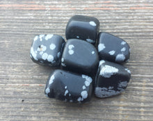 Load image into Gallery viewer, THREE (3) SNOWFLAKE OBSIDIAN Tumbled Stones Medium/Large Natural Tumble Stones