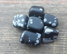 Load image into Gallery viewer, SIX (6) SNOWFLAKE OBSIDIAN Tumbled Stones Medium/Large Natural Tumble Stones