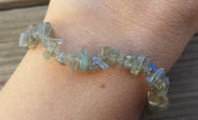 Load image into Gallery viewer, LABRADORITE Natural Stone Gemstone Stretchy Chip Bracelet
