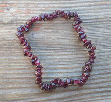 Load image into Gallery viewer, GARNET Natural Stone Gemstone Stretchy Chip Bracelet