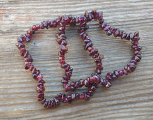 Load image into Gallery viewer, GARNET Natural Stone Gemstone Stretchy Chip Bracelet