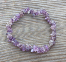 Load image into Gallery viewer, AMETHYST Natural Stone Gemstone Stretchy Chip Bracelet