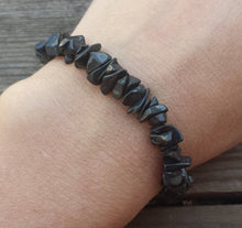 Load image into Gallery viewer, BLACK TOURMALINE Natural Stone Gemstone Stretchy Chip Bracelet