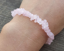 Load image into Gallery viewer, ROSE QUARTZ Natural Stone Gemstone Stretchy Chip Bracelet