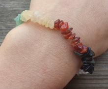 Load image into Gallery viewer, 7 STONE CHAKRA Natural Stone Gemstone Stretchy Chip Bracelet