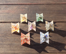 Load image into Gallery viewer, 7 CHAKRA MERKABA SET Complete Orgone Gemstone Merkaba Star Set Orgone (30-32mm stars)