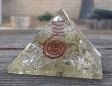 Load image into Gallery viewer, LARGE (50-55mm) CLEAR QUARTZ Orgone Gemstone Pyramid Large Pyramid Orgone