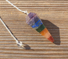 Load image into Gallery viewer, 7 CHAKRA BONDED Natural Stone Gemstone Faceted Pendulum