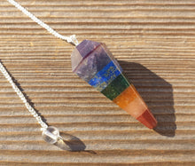 Load image into Gallery viewer, 7 CHAKRA BONDED Natural Stone Gemstone Faceted Pendulum