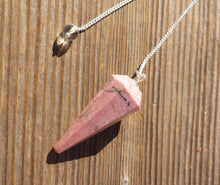 Load image into Gallery viewer, RHODONITE Natural Stone Gemstone Faceted Pendulum