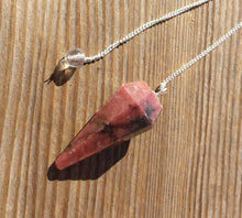 Load image into Gallery viewer, RHODONITE Natural Stone Gemstone Faceted Pendulum