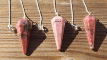 Load image into Gallery viewer, RHODONITE Natural Stone Gemstone Faceted Pendulum