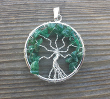 Load image into Gallery viewer, JADE Tree Of Life Wire Wrapped Pendant Stone Natural Gemstone