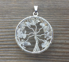 Load image into Gallery viewer, CLEAR QUARTZ Tree Of Life Wire Wrapped Pendant Stone Natural Gemstone
