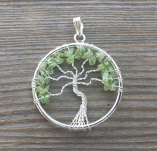 Load image into Gallery viewer, PERIDOT Tree Of Life Wire Wrapped Pendant Stone Natural Gemstone