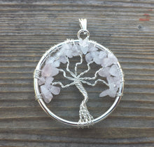 Load image into Gallery viewer, ROSE QUARTZ Tree Of Life Wire Wrapped Pendant Stone Natural Gemstone