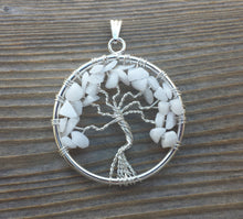 Load image into Gallery viewer, WHITE AGATE Tree Of Life Wire Wrapped Pendant Stone Natural Gemstone