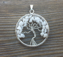 Load image into Gallery viewer, WHITE AGATE Tree Of Life Wire Wrapped Pendant Stone Natural Gemstone