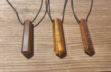 Load image into Gallery viewer, TIGER EYE Crystal Point Pendant Witth Adjustable Cord Stone Natural Gemstone