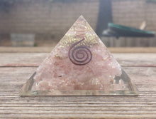 Load image into Gallery viewer, LARGE (50-55mm) ROSE QUARTZ Orgone Gemstone Pyramid Large Pyramid Orgone