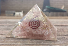 Load image into Gallery viewer, LARGE (50-55mm) ROSE QUARTZ Orgone Gemstone Pyramid Large Pyramid Orgone