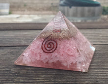 Load image into Gallery viewer, Extra Large (70-75mm) ROSE QUARTZ Orgone Gemstone Pyramid X-Large Pyramid Orgone