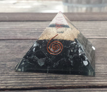Load image into Gallery viewer, Extra Large (70-75mm) BLACK TOURMALINE Orgone Gemstone Pyramid X-Large Pyramid Orgone