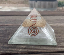 Load image into Gallery viewer, Extra Large (70-75mm) SELENITE Orgone Gemstone Pyramid X-Large Pyramid Orgone