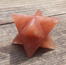Load image into Gallery viewer, Large (50mm) PEACH AVENTURINE Natural Gemstone Merkaba Star (One)