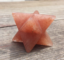 Load image into Gallery viewer, Large (50mm) PEACH AVENTURINE Natural Gemstone Merkaba Star (One)