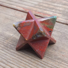 Load image into Gallery viewer, Large (50mm) BLOODSTONE Natural Gemstone Merkaba Star (One)