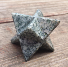 Load image into Gallery viewer, Large (50mm) TREE AGATE Natural Gemstone Merkaba Star (One)