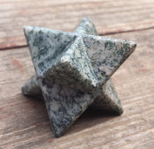 Load image into Gallery viewer, Large (50mm) TREE AGATE Natural Gemstone Merkaba Star (One)
