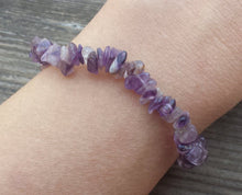 Load image into Gallery viewer, AMETHYST Natural Stone Gemstone Stretchy Chip Bracelet