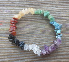 Load image into Gallery viewer, 7 STONE CHAKRA Natural Stone Gemstone Stretchy Chip Bracelet