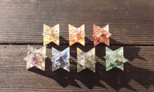 Load image into Gallery viewer, 7 CHAKRA MERKABA SET Complete Orgone Gemstone Merkaba Star Set Orgone (30-32mm stars)