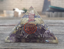 Load image into Gallery viewer, LARGE (50-55mm) AMETHYST Orgone Gemstone Pyramid Large Pyramid Orgone