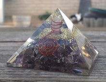 Load image into Gallery viewer, LARGE (50-55mm) AMETHYST Orgone Gemstone Pyramid Large Pyramid Orgone