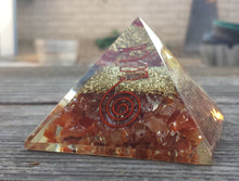 Load image into Gallery viewer, LARGE (50-55mm) CARNELIAN Orgone Gemstone Pyramid Large Pyramid Orgone
