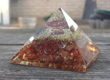 Load image into Gallery viewer, LARGE (50-55mm) CARNELIAN Orgone Gemstone Pyramid Large Pyramid Orgone