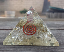 Load image into Gallery viewer, LARGE (50-55mm) CLEAR QUARTZ Orgone Gemstone Pyramid Large Pyramid Orgone