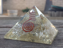 Load image into Gallery viewer, LARGE (50-55mm) CLEAR QUARTZ Orgone Gemstone Pyramid Large Pyramid Orgone
