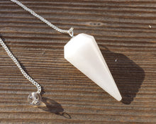 Load image into Gallery viewer, WHITE AGATE Natural Stone Gemstone Faceted Pendulum