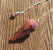 Load image into Gallery viewer, RHODONITE Natural Stone Gemstone Faceted Pendulum
