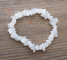 Load image into Gallery viewer, RAINBOW MOONSTONE Natural Stone Gemstone Stretchy Chip Bracelet