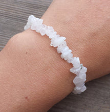 Load image into Gallery viewer, RAINBOW MOONSTONE Natural Stone Gemstone Stretchy Chip Bracelet