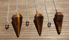 Load image into Gallery viewer, TIGER EYE Natural Stone Gemstone Faceted Pendulum