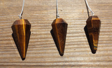 Load image into Gallery viewer, TIGER EYE Natural Stone Gemstone Faceted Pendulum