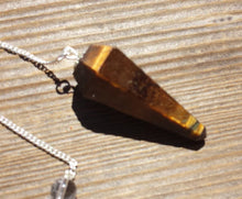 Load image into Gallery viewer, TIGER EYE Natural Stone Gemstone Faceted Pendulum